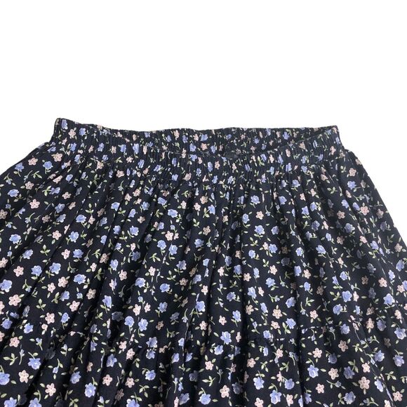 Vintage Enywear Enytime Skirt OS Petite Blue Floral Tiered Midi Cottagecore Boho - Picture 6 of 14